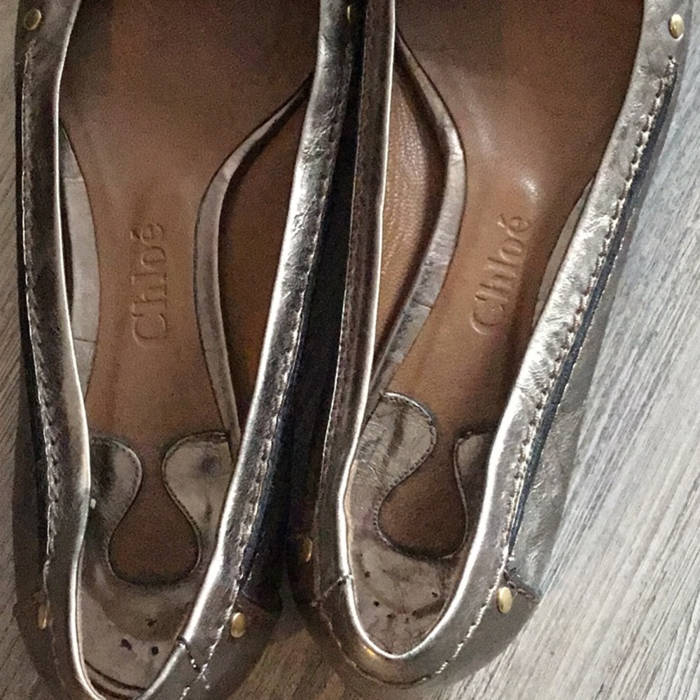 CHLOE  bronze gold leather ballet flats - Picture 2 of 5